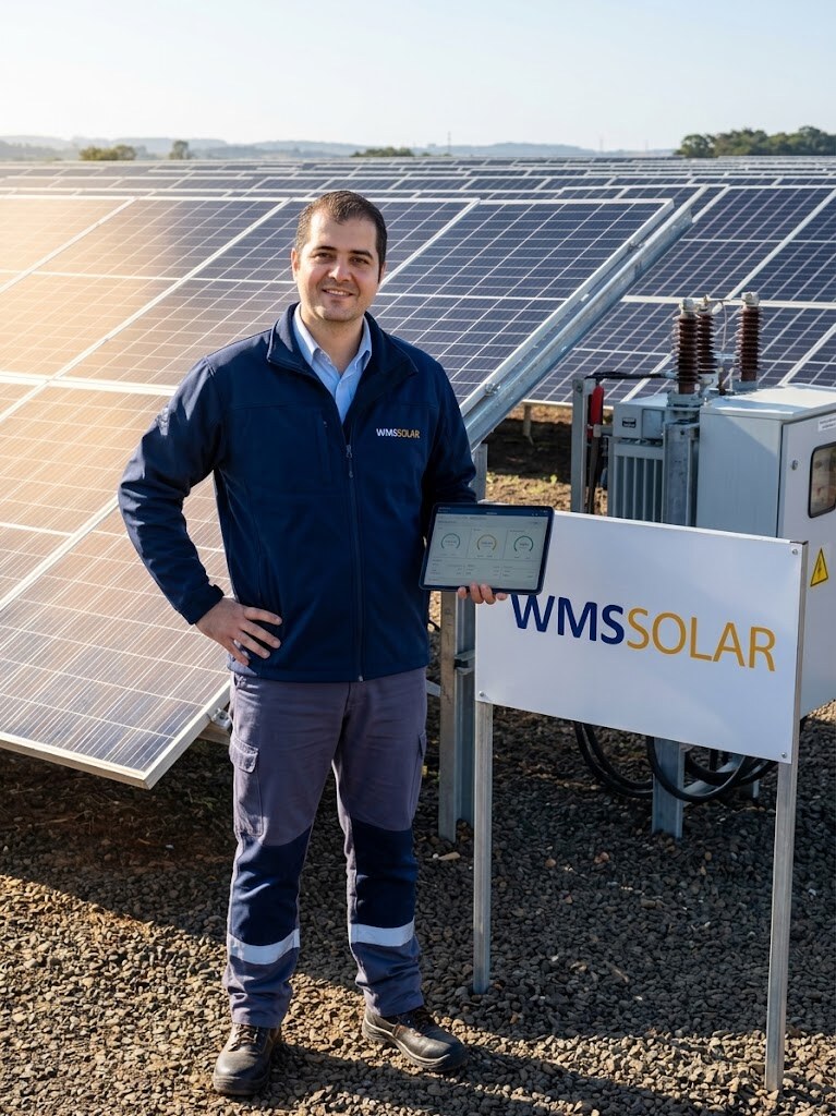 Fundador WMS Solar em usina fotovoltaica